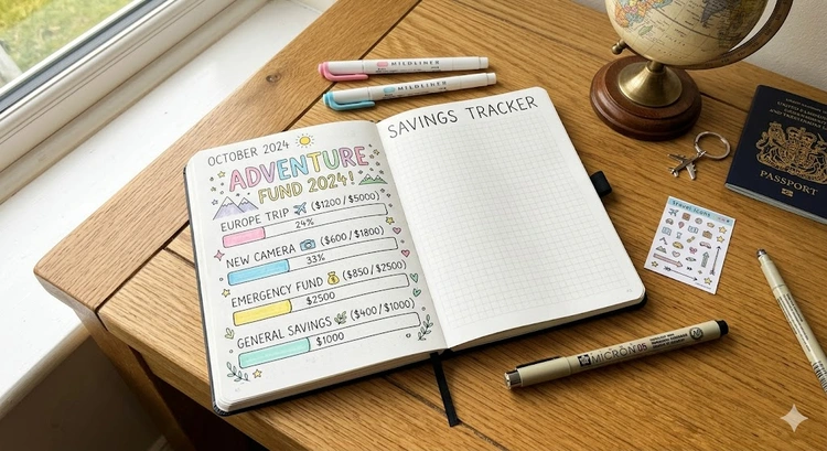 How I Use a Savings Bullet Journal Spread to Manage Travel Finances