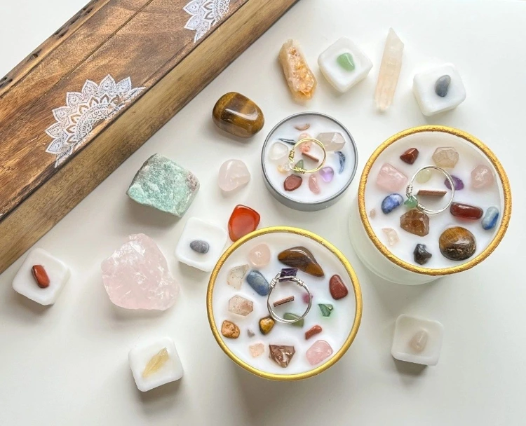 2oz 6oz Crystal Candle Crystal Wax Melts-Crystal Ring Image 1