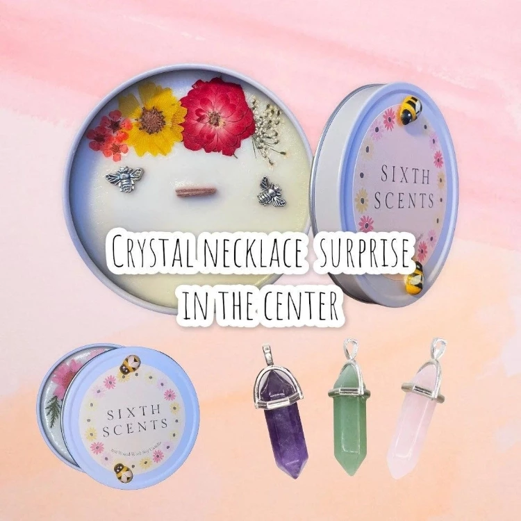Soy Candle Crystal Necklace Scented Natural Soy Candle Image 1