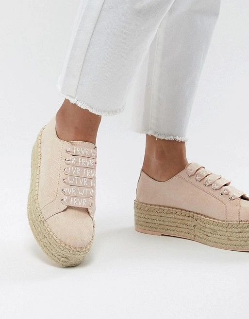 Bershka | Bershka Flatform Espadrille Trainers In Pink