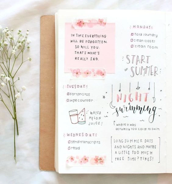 Love This Bullet Journal Spread! I Think A Summer Bucketlist Is A Great Idea :) X
