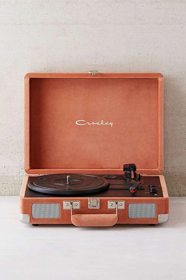Slide View: 1: Crosley X UO Blush Velvet Cruiser Bluetooth Record Player
