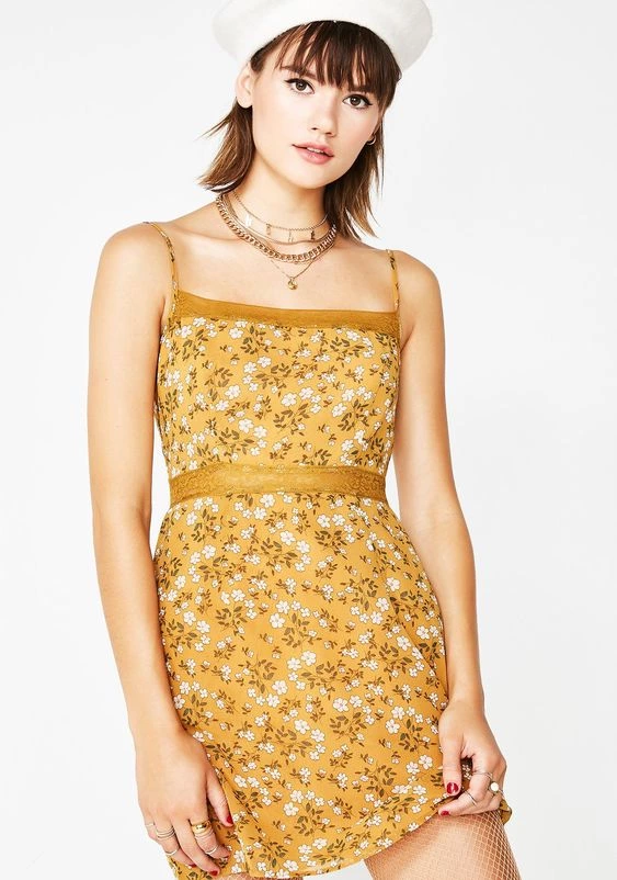 Yellow Flower Mini Dress | Dolls Kill