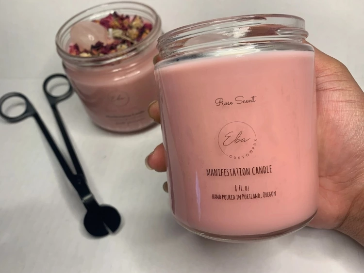 Rose Quartz Manifestation Candle Rose Quarts Love Gift Image 1