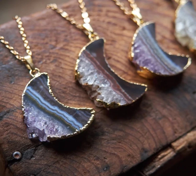 Moon Necklace Amethyst Necklace Celestial Jewelry Moon Image 1