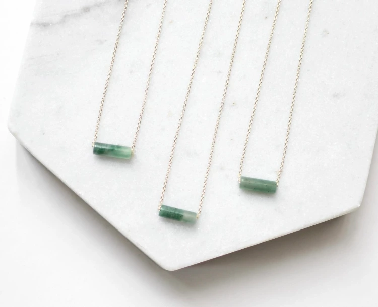 Jade Gemstone Christmas Gift Necklace 14k Gold Necklace Gift Image 1