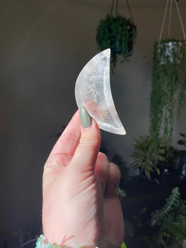 Clear Quartz Crescent Moon Bowl Unique Gift Metaphysical Image 4