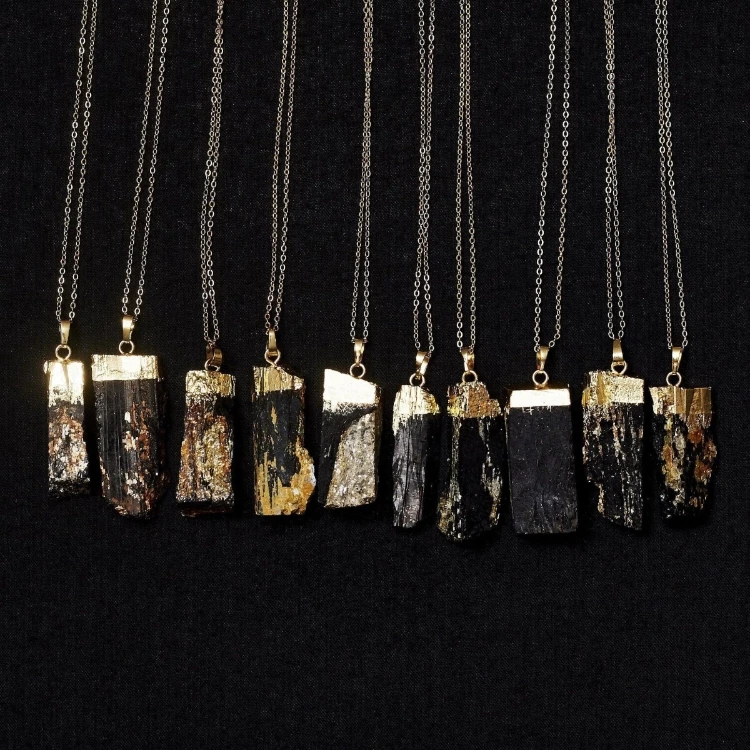 Black Tourmaline Necklace Raw Tourmaline Necklace Image 1